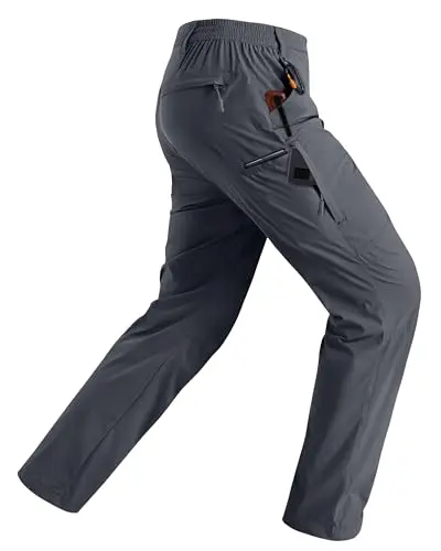 Rapoo men's hiking cargo pants in grey, showcasing multiple pockets and a modern fit.