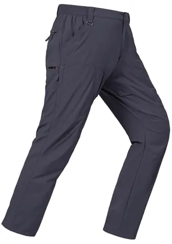 Men's Lightweight Nylon Waterproof Cargo Work Pants in Dark Grey
