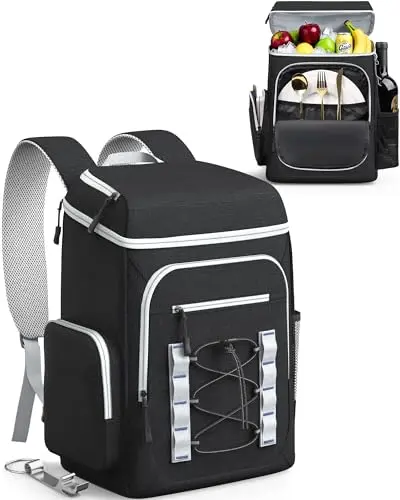 HOTOR Black modern cooler backpack with insulated compartments