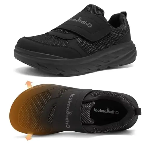 Men's orthopedic extra wide toe box walking shoes for overpronation relief