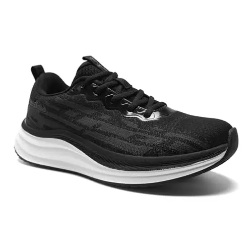 Women's orthopedic tennis sport shoes in black with a supportive athletic build