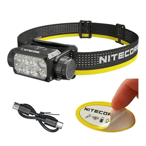 Nitecore HC75 UHE black zoomable headlamp with adjustable focus ring.