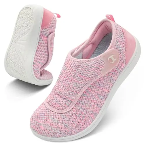 Women's adjustable diabetic walking shoes in pink