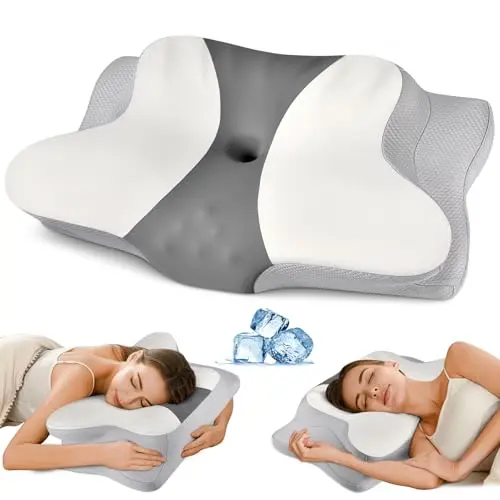 Ylekto white and grey contour memory foam pillow with butterfly shape