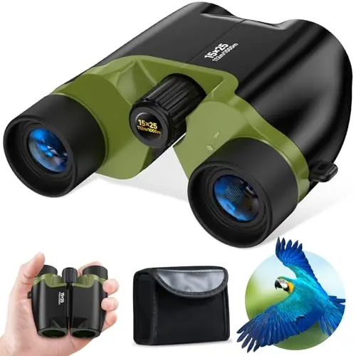 Leacco 15x25 high powered waterproof compact binoculars in green