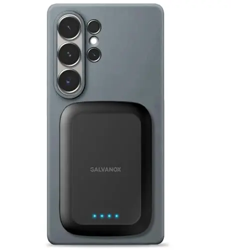 Compact GALVANOX magnetic power bank designed for Samsung phones