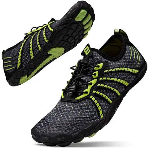 Quick Dry Barefoot Water Shoes for workout and hiking in gray/green
