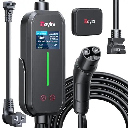 Raylix portable Tesla charger with smart display and adjustable current