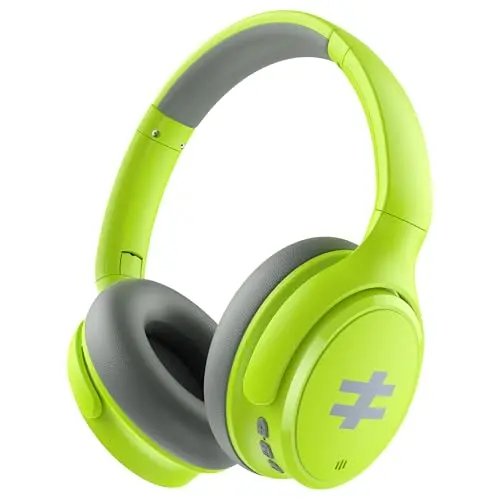 seenda kids wireless active noise cancelling headphones in green.