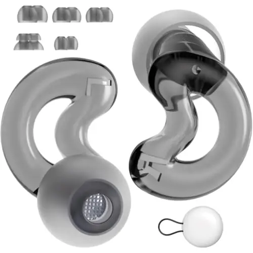Relaxcharm dark gray earplugs with case, designed for clear speech