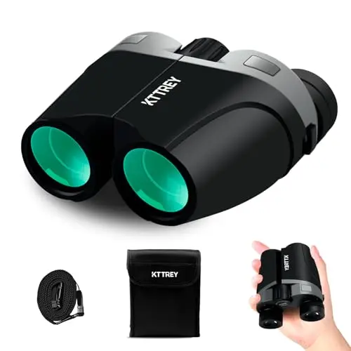 Kttrey 10x25 compact binoculars with carrying bag for travel and bird watching