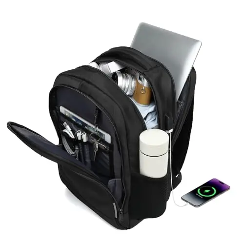 SGEARZOYO large business laptop backpack showing multiple compartments and USB port.
