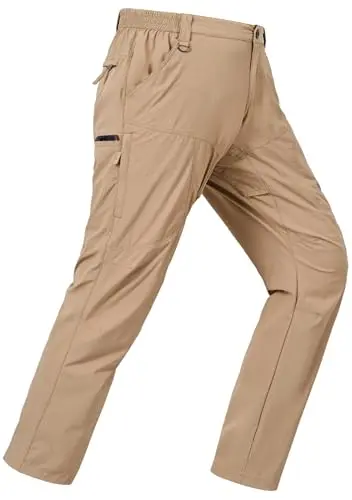 Men's Lightweight Cargo Hiking Pants in khaki for big and tall sizes
