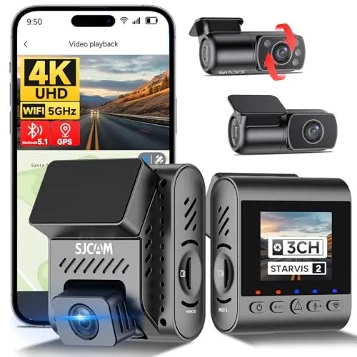 SJCAM M60 3-channel dash cam for front, rear, and interior