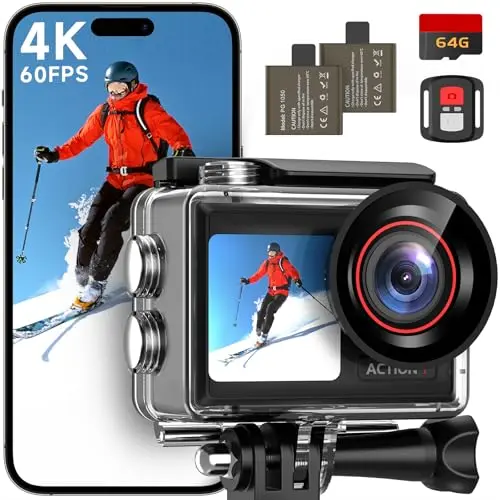 ODDV 4K action camera with front and rear screens
