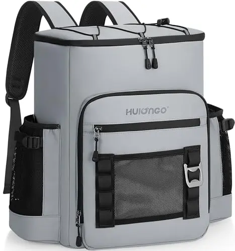 Hulongo Grey large capacity X-Large cooler backpack held open