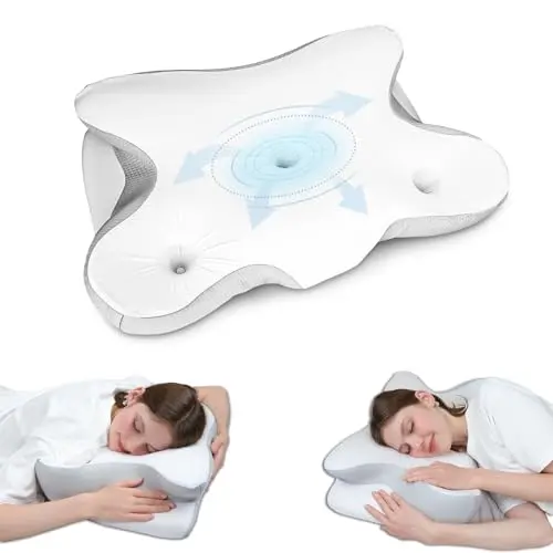 SUNASOWIN blue butterfly-shaped cervical pillow with three support holes