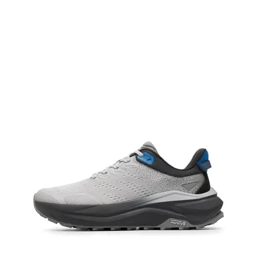 NORTIV 8 men's black and grey trail running shoes with wide toe box