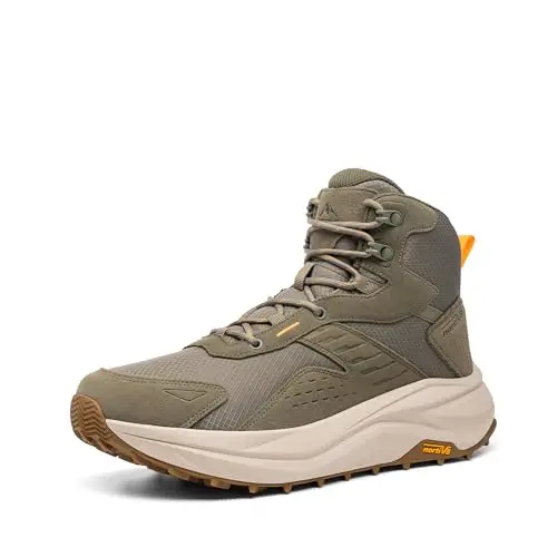 NORTIV 8 Men's olive green waterproof hiking boots with a wide toe box