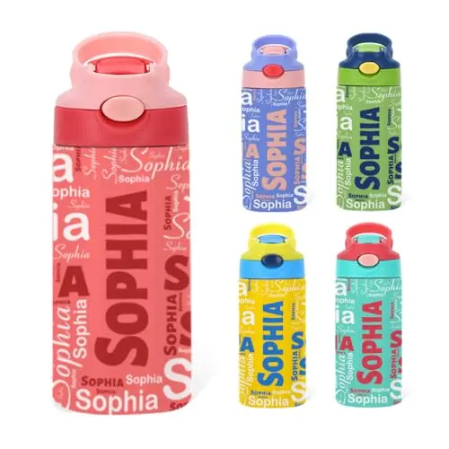 Personalized multicolor stainless steel water bottle for kids
