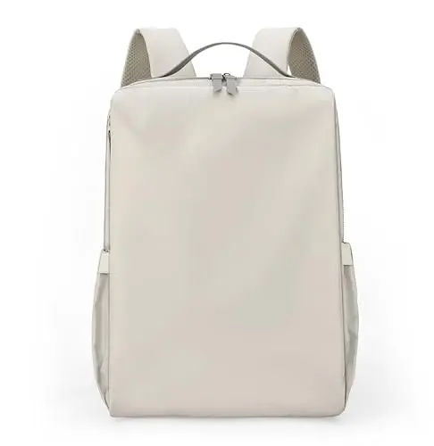 Tristan Home minimalist cream white travel backpack on a neutral background