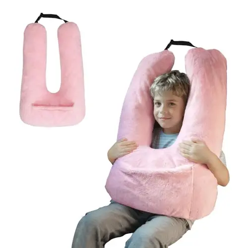 Gurnall pink U-shaped car travel pillow with removable cover