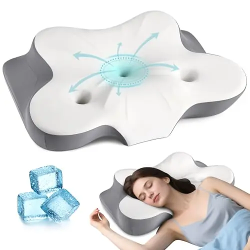 HOBEST cervical pillow with ear relief holes for side sleepers
