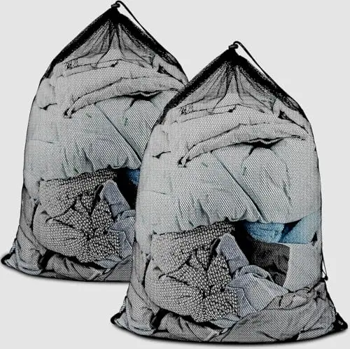 ZHEWTOEN two-pack of oversized black mesh laundry bags