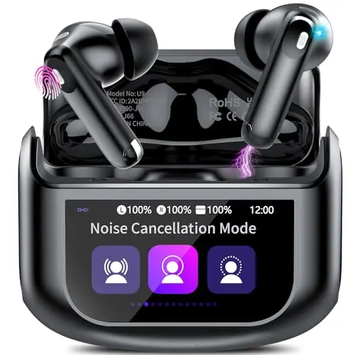 Thunelec U9 wireless earbuds with a multifunctional touch screen charging case