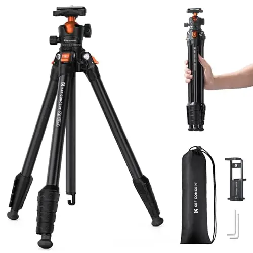 K&F CONCEPT 63 inch compact aluminum travel tripod with ball head
