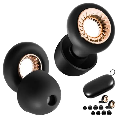 RIFOVN black and gold reusable silicone earplugs