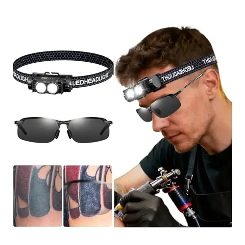 JZsmpmu Tattoo Headlamp Kit with Anti-Reflective Glasses