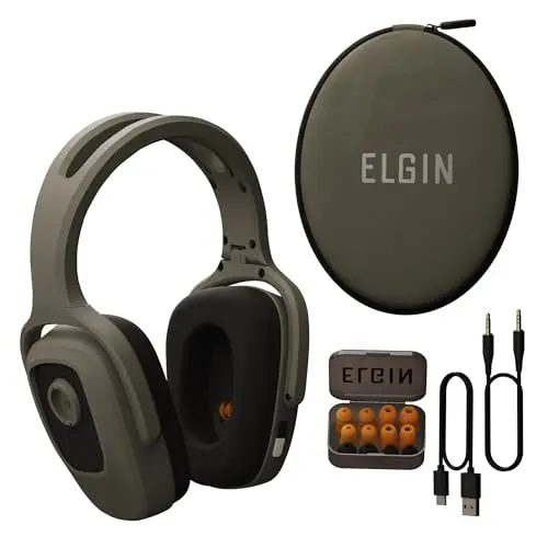 Elgin Fury Dual-Defense black headphones with built-in LED light on the side
