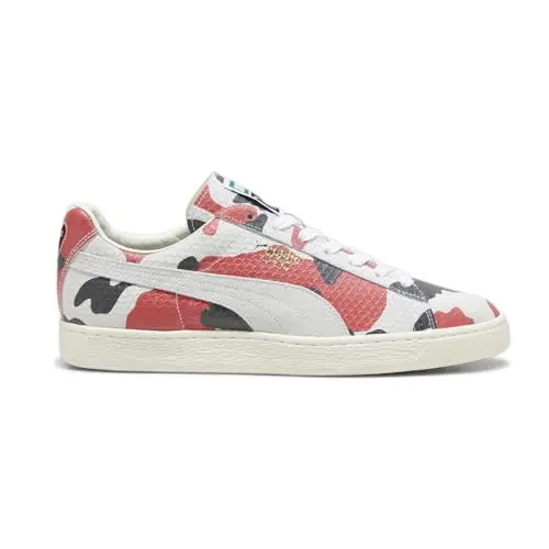 PUMA men's suede sneaker made in Japan with koi fish design in red and white