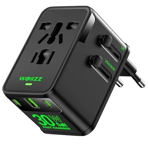 Wollzz Tiny Black Universal Travel Adapter with foldable pins