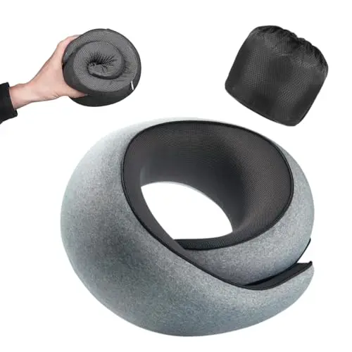 Optixion grey ergonomic memory foam travel neck pillow