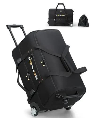 Ponhog 25-inch rolling duffel bag with separate shoe compartment and wheels