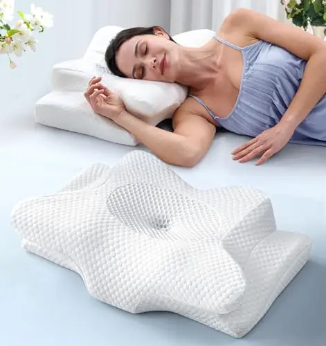 Emircey snow white butterfly contour pillow with a plant-based cooling cover