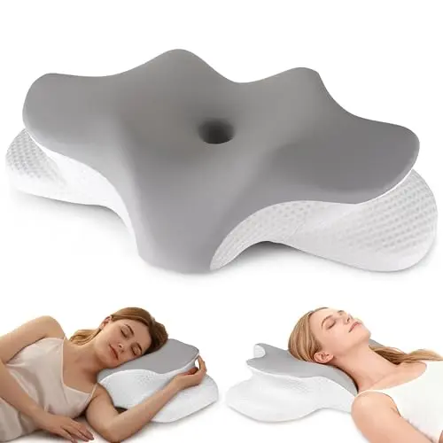 FGNTWP grey butterfly-shaped contour cervical pillow