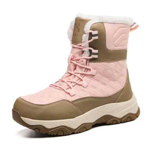 ROVELLIA pink mid-calf winter hiking booties for women
