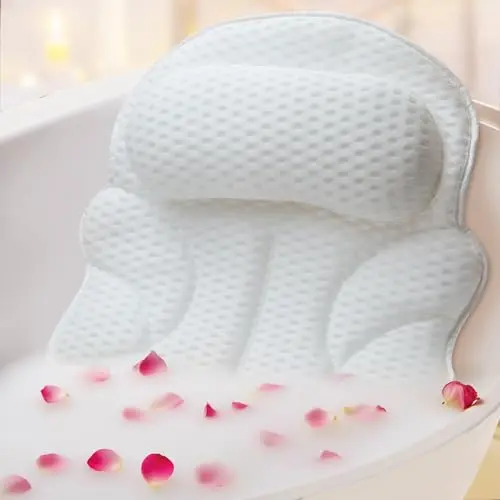 EULAXLAB white bath pillow with extended wing design for shoulders