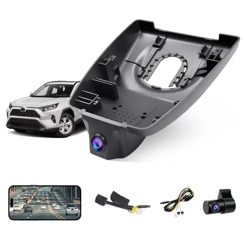 KuTaiTai front and rear dash cam installed in a Toyota RAV4 with no visible wires
