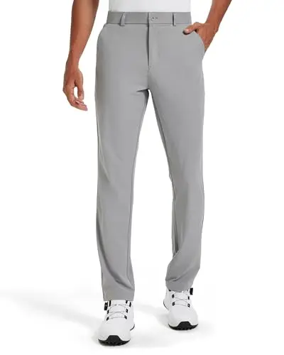 Men's Stretch Travel and Golf Trousers in Light Grey