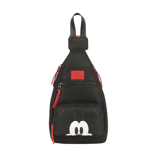 Mickey Mouse Classic Adult Sling Bag with Red and Black design and convertible strap