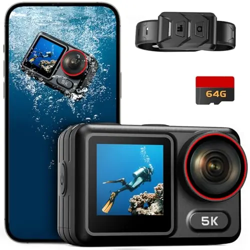 ODDV 5K30FPS waterproof action camera with 2.4-inch touch screen