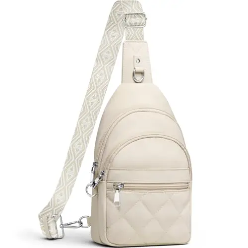 SYTRAH nylon puffy sling backpack for hiking and sports in white