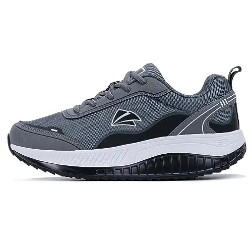 HuJAT women's wide walking shoes in grey and black with a breathable mesh upper