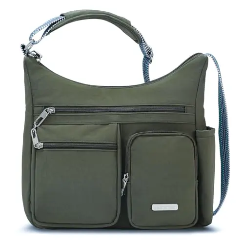 MHCNLL trendy anti-theft crossbody bag with multiple external zippered pockets.