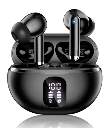 XIAOWTEK Wireless Earbuds with LED Display in Black