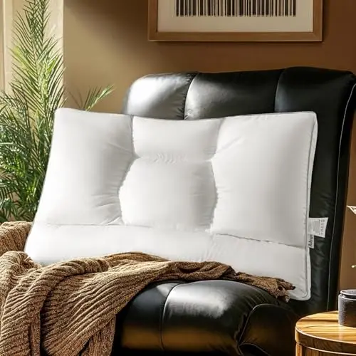 AiAngu ergonomic goose down pillow with 5-zone design for neck pain